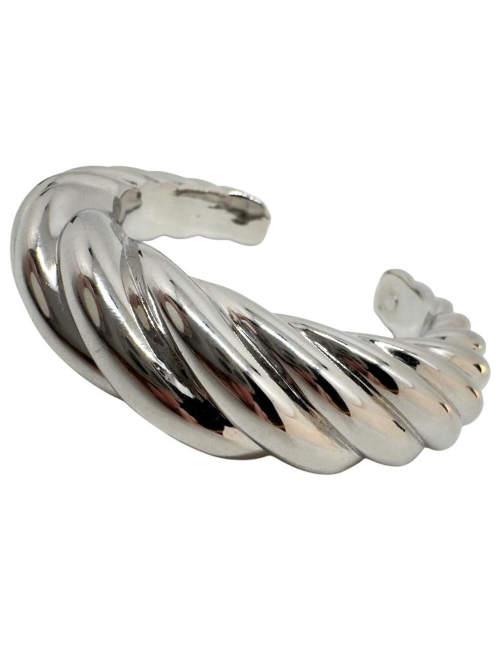 Silver Plated Vintage Carla Twisted Cuff Bracelet 6.5" MCM  Minimalist Twisted